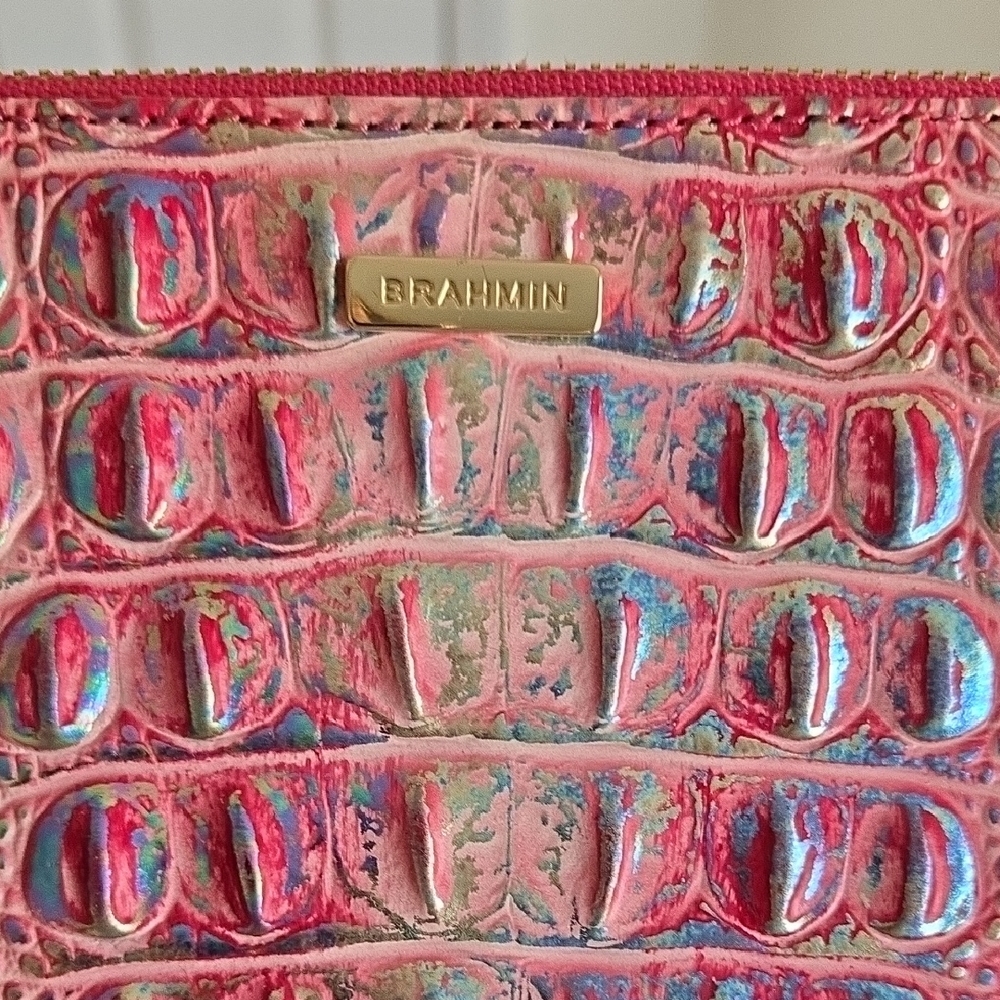 Brahmin Daisy Wristlet in Magenta Wonderland Melbourne Croc-Embossed Leather - Picture 13 of 16